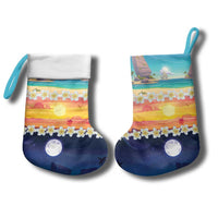 Hawaii Beach Landscape Time-Lapse Christmas Stocking Tropical Plumeria Flowers - Polynesian Pride