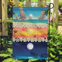 Hawaii Beach Landscape Time-Lapse Garden Flag Tropical Plumeria Flowers - Polynesian Pride