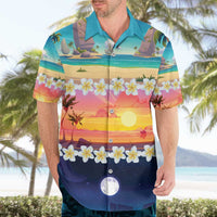 Hawaii Beach Landscape Time-Lapse Hawaiian Shirt Tropical Plumeria Flowers - Polynesian Pride