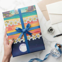 Hawaii Beach Landscape Time-Lapse Wrapping Paper Tropical Plumeria Flowers - Polynesian Pride