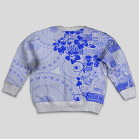Fiji Masi With Hibiscus Tapa Tribal Kid Ugly Christmas Sweater Blue Pastel LT01 - Polynesian Pride