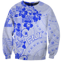 Fiji Masi With Hibiscus Tapa Tribal Sweatshirt Blue Pastel LT01 Unisex Blue - Polynesian Pride