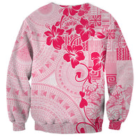 Fiji Masi With Hibiscus Tapa Tribal Sweatshirt Pink Pastel LT01 - Polynesian Pride