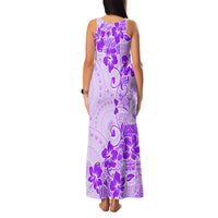Fiji Masi With Hibiscus Tapa Tribal Family Matching Tank Maxi Dress and Hawaiian Shirt Purple Pastel LT01 - Polynesian Pride