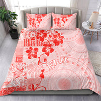 Fiji Masi With Hibiscus Tapa Tribal Bedding Set Red Pastel LT01 - Polynesian Pride