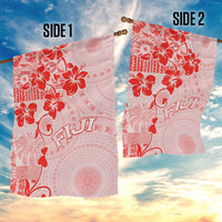 Fiji Masi With Hibiscus Tapa Tribal Garden Flag Red Pastel LT01 - Polynesian Pride