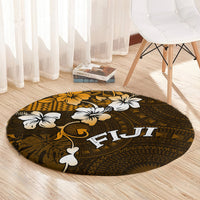 Fiji Masi With Hibiscus Tapa Tribal Round Carpet Gold Version LT01 - Polynesian Pride