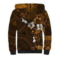 Fiji Masi With Hibiscus Tapa Tribal Sherpa Hoodie Gold Version LT01 - Polynesian Pride
