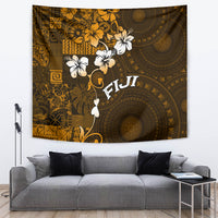 Fiji Masi With Hibiscus Tapa Tribal Tapestry Gold Version LT01 - Polynesian Pride