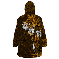 Fiji Masi With Hibiscus Tapa Tribal Wearable Blanket Hoodie Gold Version LT01 - Polynesian Pride