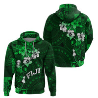 Fiji Masi Hoodie Fijian Hibiscus Tapa Green Version LT01 - Polynesian Pride