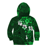 Fiji Masi Kid Hoodie Fijian Hibiscus Tapa Green Version LT01 - Polynesian Pride