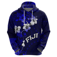 Fiji Masi Hoodie Fijian Hibiscus Navy Blue Gold Version LT01 - Polynesian Pride