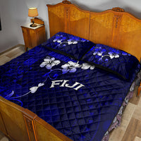 Fiji Masi Quilt Bed Set Fijian Hibiscus Navy Blue Gold Version LT01 - Polynesian Pride