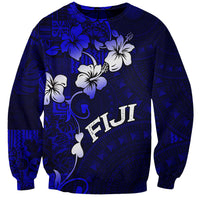 Fiji Masi Sweatshirt Fijian Hibiscus Navy Blue Gold Version LT01 Unisex Blue - Polynesian Pride