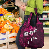 Fiji Masi Grocery Bag Fijian Hibiscus Tapa Pink Version
