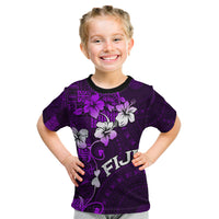 Fiji Masi Kid T Shirt Fijian Hibiscus Tapa Purple Version LT01 Purple - Polynesian Pride
