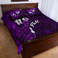 Fiji Masi Quilt Bed Set Fijian Hibiscus Tapa Purple Version LT01 - Polynesian Pride