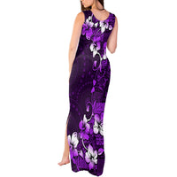 Fiji Masi Tank Maxi Dress Fijian Hibiscus Tapa Purple Version LT01 - Polynesian Pride