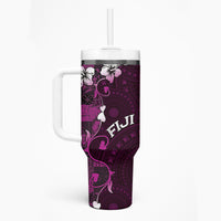 Fiji Masi Tumbler With Handle Fijian Hibiscus Tapa Purple Version