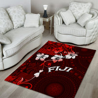 Fiji Masi Area Rug Fijian Hibiscus Tapa Red Version LT01 - Polynesian Pride