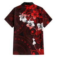 Fiji Masi Family Matching Off Shoulder Long Sleeve Dress and Hawaiian Shirt Fijian Hibiscus Tapa Red Version LT01 - Polynesian Pride