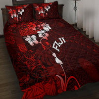 Fiji Masi Quilt Bed Set Fijian Hibiscus Tapa Red Version LT01 - Polynesian Pride