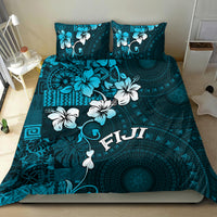 Fiji Masi Bedding Set Fijian Hibiscus Tapa Sky Blue Version LT01 - Polynesian Pride