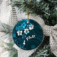 Fiji Masi Ceramic Ornament Fijian Hibiscus Tapa Sky Blue Version LT01 - Polynesian Pride