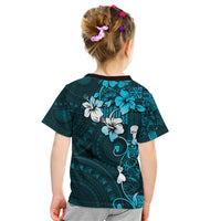 Fiji Masi Kid T Shirt Fijian Hibiscus Tapa Sky Blue Version LT01 - Polynesian Pride