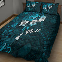 Fiji Masi Quilt Bed Set Fijian Hibiscus Tapa Sky Blue Version LT01 - Polynesian Pride