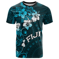 Fiji Masi T Shirt Fijian Hibiscus Tapa Sky Blue Version LT01 Blue - Polynesian Pride