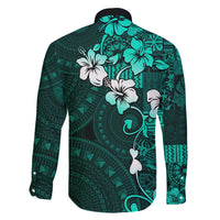 Fiji Masi Family Matching Short Sleeve Bodycon Dress and Hawaiian Shirt Fijian Hibiscus Tapa Turquoise Version LT01 - Polynesian Pride