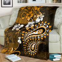 Fiji Masi Paisley With Hibiscus Tapa Blanket Gold Version LT01 - Polynesian Pride