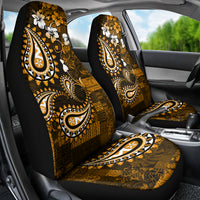 Fiji Masi Paisley With Hibiscus Tapa Car Seat Cover Gold Version LT01 - Polynesian Pride