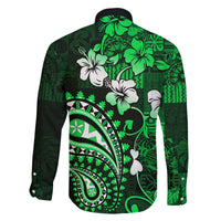 Fiji Masi Paisley With Hibiscus Tapa Family Matching Tank Maxi Dress and Hawaiian Shirt Green Version LT01 - Polynesian Pride