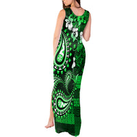 Fiji Masi Paisley With Hibiscus Tapa Tank Maxi Dress Green Version LT01 - Polynesian Pride