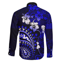 Fiji Masi Paisley With Hibiscus Tapa Family Matching Summer Maxi Dress and Hawaiian Shirt Navy Blue Version LT01 - Polynesian Pride