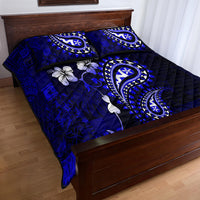 Fiji Masi Paisley With Hibiscus Tapa Quilt Bed Set Navy Blue Version LT01 - Polynesian Pride