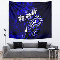 Fiji Masi Paisley With Hibiscus Tapa Tapestry Navy Blue Version LT01 - Polynesian Pride