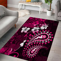 Fiji Masi Paisley With Hibiscus Tapa Area Rug Pink Version LT01 - Polynesian Pride