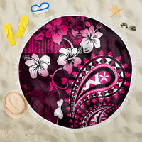 Fiji Masi Paisley With Hibiscus Tapa Beach Blanket Pink Version LT01 One Size 150cm Pink - Polynesian Pride