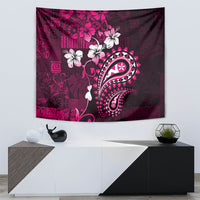 Fiji Masi Paisley With Hibiscus Tapa Tapestry Pink Version LT01 - Polynesian Pride