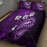 Fiji Masi Paisley Quilt Bed Set Fijian Hibiscus Tapa Purple Version LT01 - Polynesian Pride