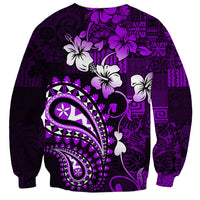 Fiji Masi Paisley Sweatshirt Fijian Hibiscus Tapa Purple Version LT01 - Polynesian Pride