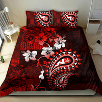 Fiji Masi Paisley Bedding Set Fijian Hibiscus Tapa Red Version LT01 - Polynesian Pride