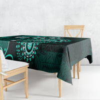 Fiji Masi Paisley Tablecloth Fijian Hibiscus Tapa Turquoise Version LT01 - Polynesian Pride