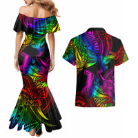 LGBT History Month Couples Matching Mermaid Dress and Hawaiian Shirt Polynesian Hammerhead Shark LT01 - Polynesian Pride