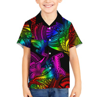 LGBT History Month Family Matching Long Sleeve Bodycon Dress and Hawaiian Shirt Polynesian Hammerhead Shark LT01 Son's Shirt Rainbow - Polynesian Pride