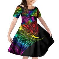 LGBT History Month Family Matching Tank Maxi Dress and Hawaiian Shirt Polynesian Hammerhead Shark LT01 Daughter's Dress Rainbow - Polynesian Pride